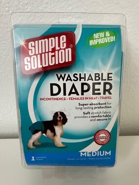 New! Washable Female Dog Diaper - Medium, Teal Blue Simple Solution Travel